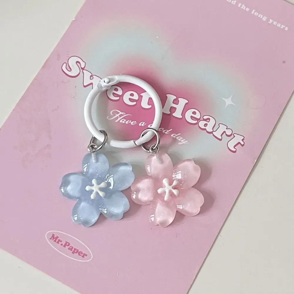 Simulated Sakura Key Chain Resin Flower Jelly Sakura Pendant Keyring Kawaii Romantic Translucent Flower Pendant Earphone Case