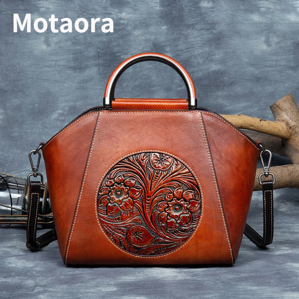 

MOTAORA Vintage Cowhide Luxury Designer Handbags High Quality 2024 Handbag Embossed Genuine Leather Women Bag New Shoulder Bags