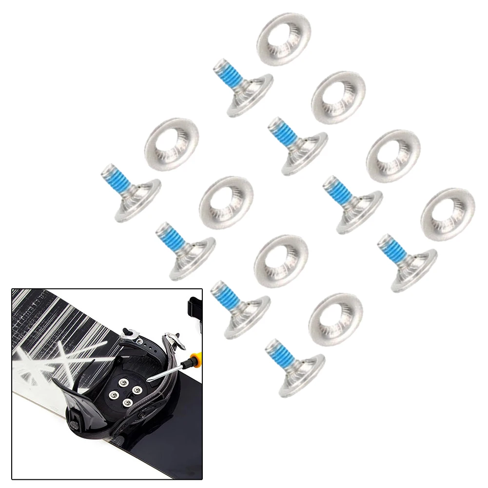 8 Sets/bag Snowboard Binding Plate Screws 304 Stainless Steel Snowboard Binding Plate Screws Set Fit Most Of Bindings Skis