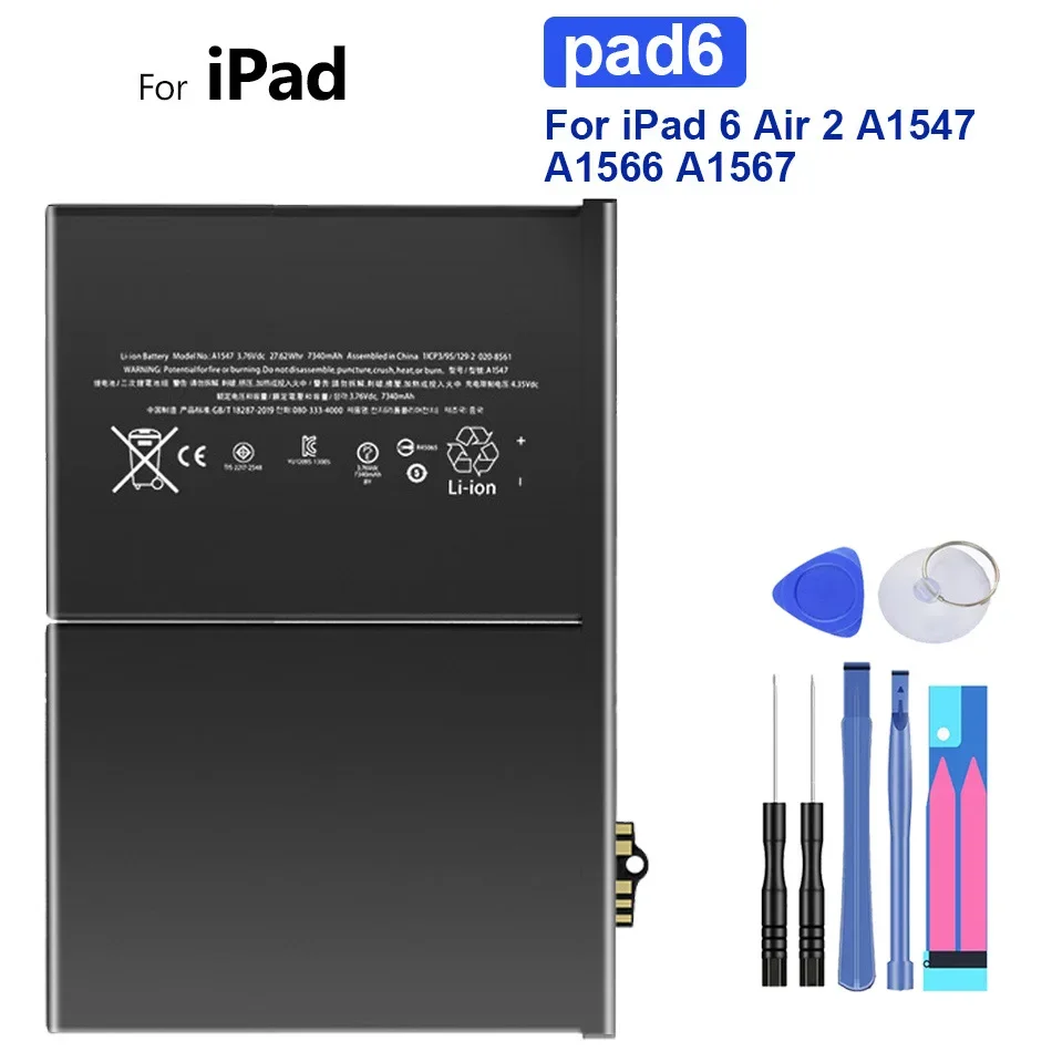 

Сменный аккумулятор для планшета 7340 мАч для Apple iPad 6 Air 2 IPad6 Air2 A1547 A1566 A1567 перезаряжаемые аккумуляторы высокого качества