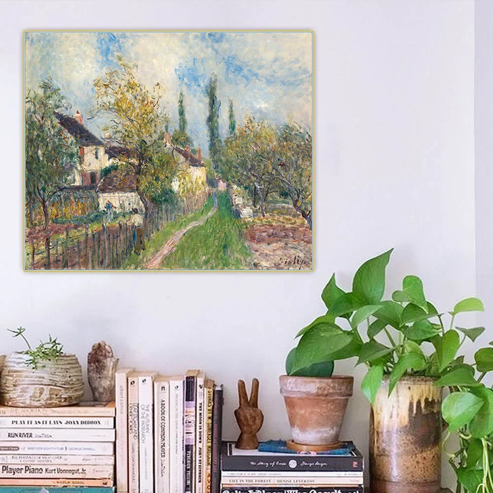 Un camino en Les Sablons de Alfred Sisley lienzo pintura al óleo imagen estética arte telón de fondo decoración colgante de pared decoración del hogar