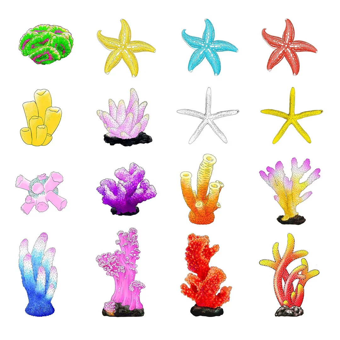 수족관 Simulation Resin Coral Ornaments Fish Tank Artificial Desktop Adornment Cute DIY Aquarium Background Landscape Decoration