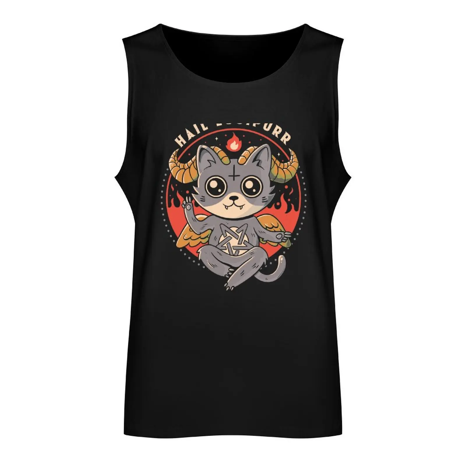 Hail Lucipurr - Cute Baphomet Cat Gift Tank Top anime clothes Men's singlets