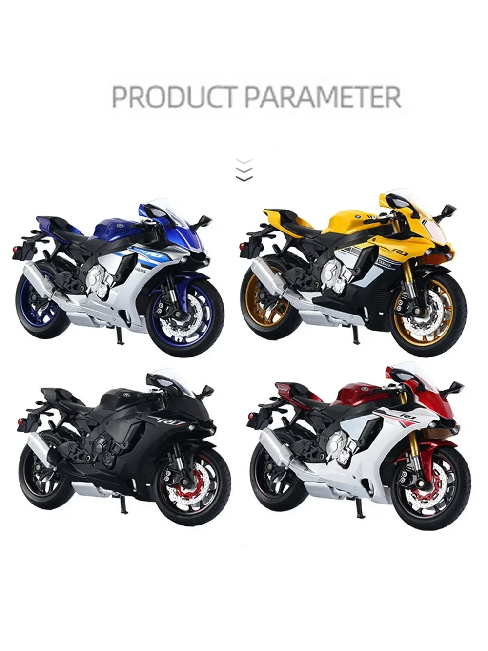 موديل 1/12 من Yamaha YZF R1 لعبة على شكل دييكاست من خليط معدني الزنك مصباح صوت على شكل سيارة للأطفال