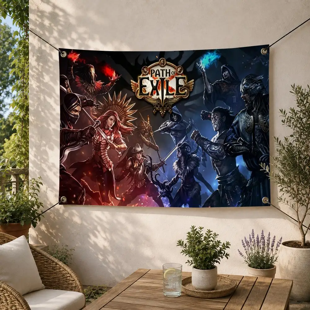Drapeaux décoratifs Game-Path Of Exile Fantasy RPG Game, bannière pour jardin extérieur, cour, camping, fête, décoration murale pour la maison.