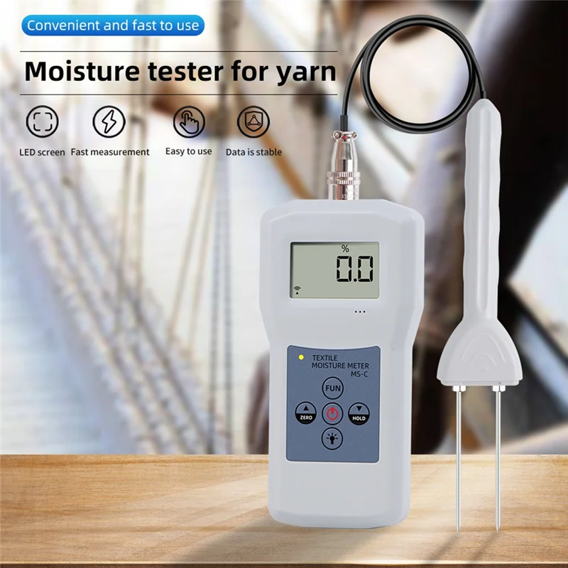 Garn Feuchtigkeit Meter Wolle Seide Woolen Textil Materialien Feuchtigkeit Tester LCD Digital Display Baumwolle Hygrometer