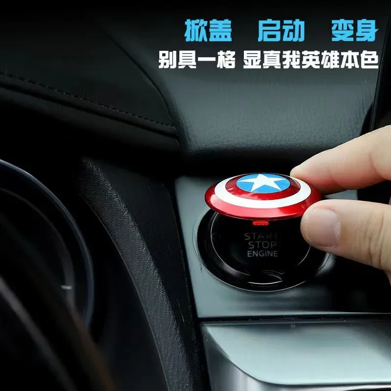 Hot Disney Spiderman Car Interior Sticker Anime Figure Car Engine Ignition Start Switch Button Cover Trim Stickers Toys