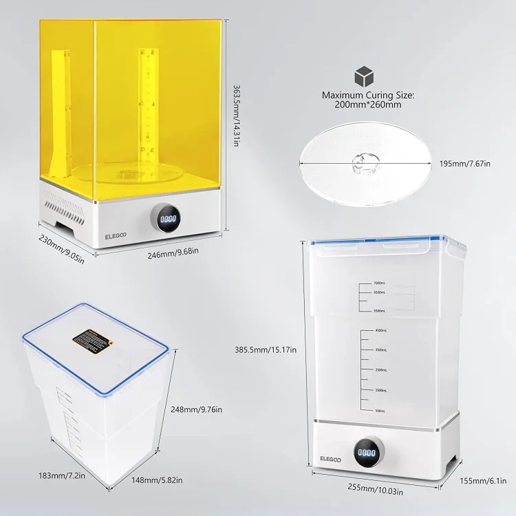 Bundel XS merkuri dengan stasiun cuci dan penyembuhan terpisah untuk model cetak 3D Resin besar, kompatibel dengan LCD Saturnus dan Mars