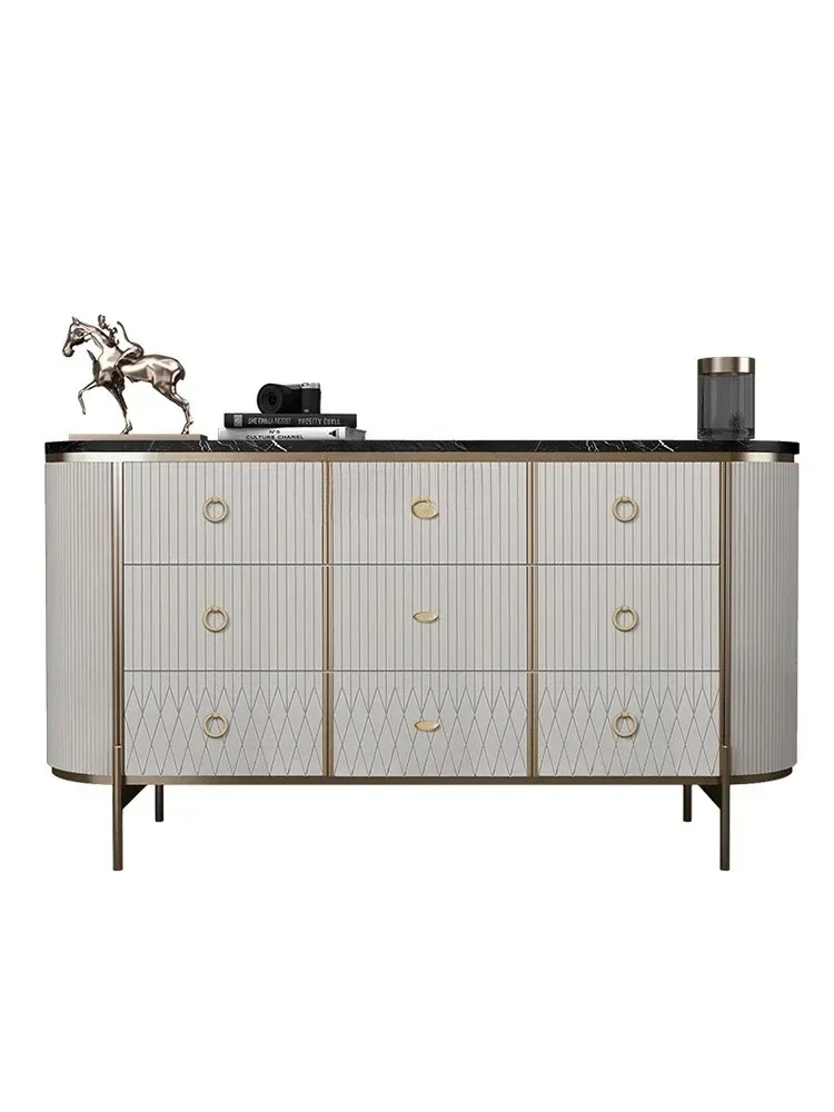 ss03 Light Luxury Nine-Drawer Cabinet Marble TV Bench for Bedroom Living Room Storage Cabinet Storage Chest of Six Drawers