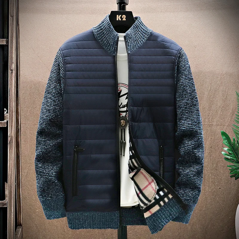 Men Knitted Cardigans Sweater Winter Warm New Stand-up Collar Zipper Cardigan SweatersCoat Jacket Casual Fashion Men Clothing