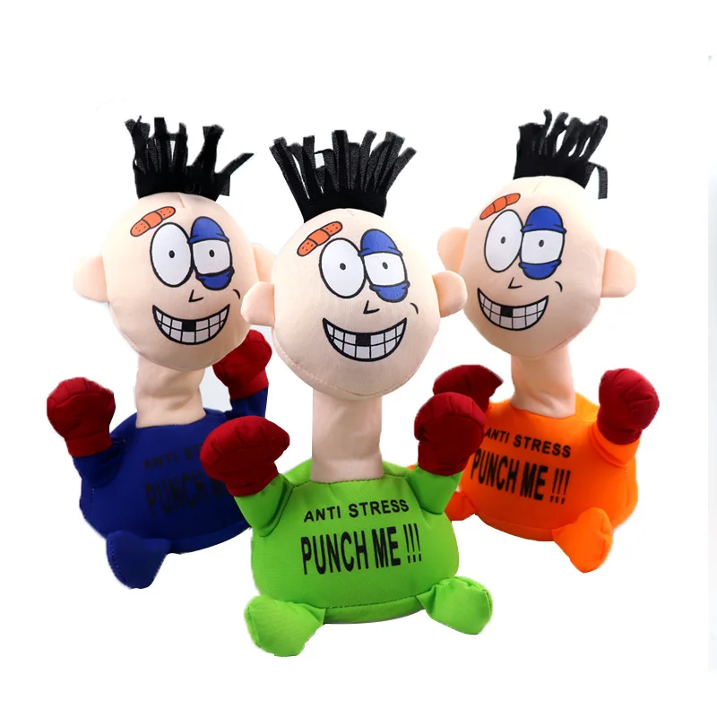 Punch Me Scream Man Electric Plush Vent Toy Novelty Touching  Funny Emotional Vent Doll Anti-Stress Relieve Figure Doll Kid Toy