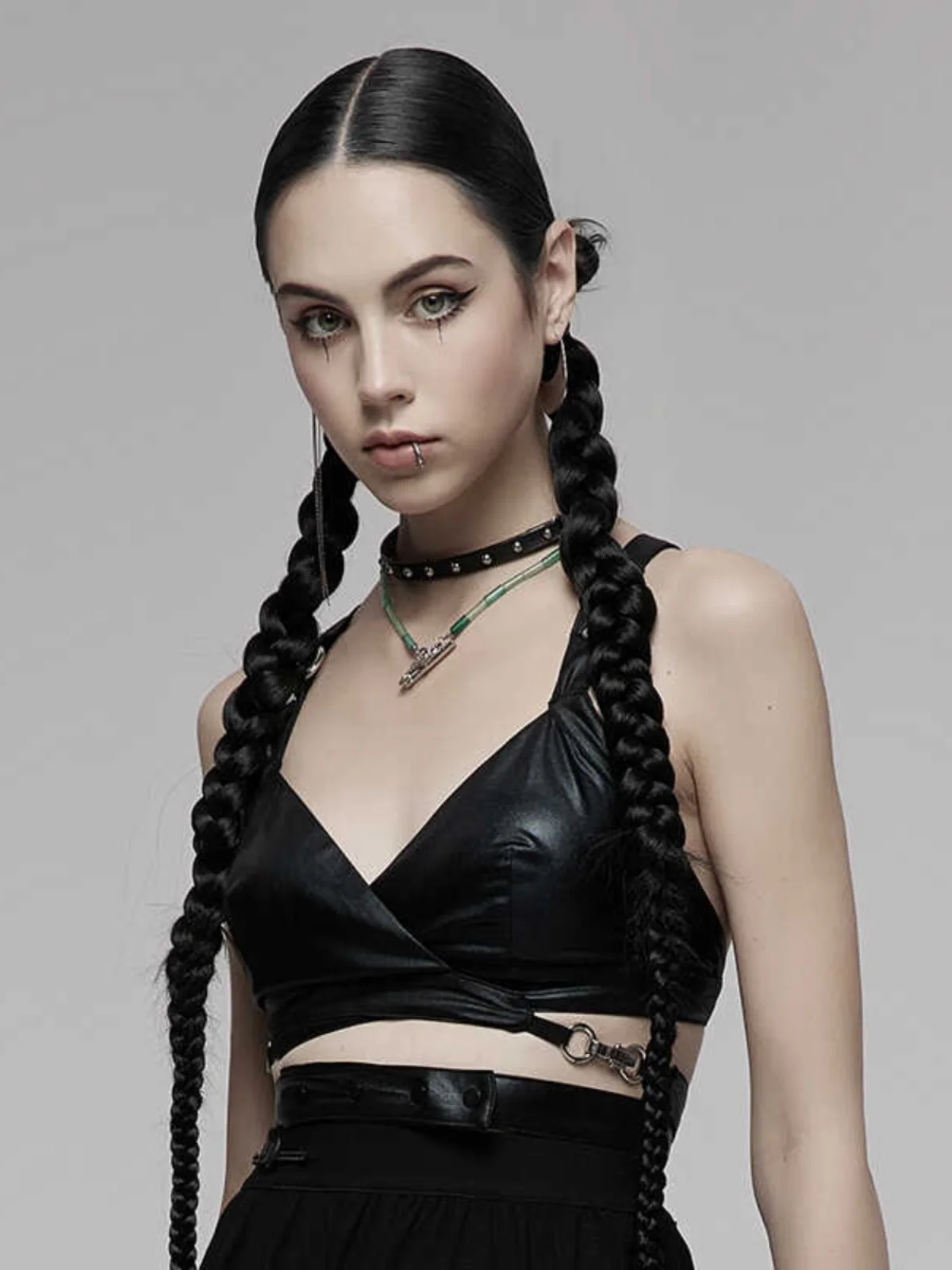 

Punk Rave Women's Elastic Strap Cross-Bound Top Sexy Versatile Wrap Chest Vest Outerwear Original Design Polyester Spandex
