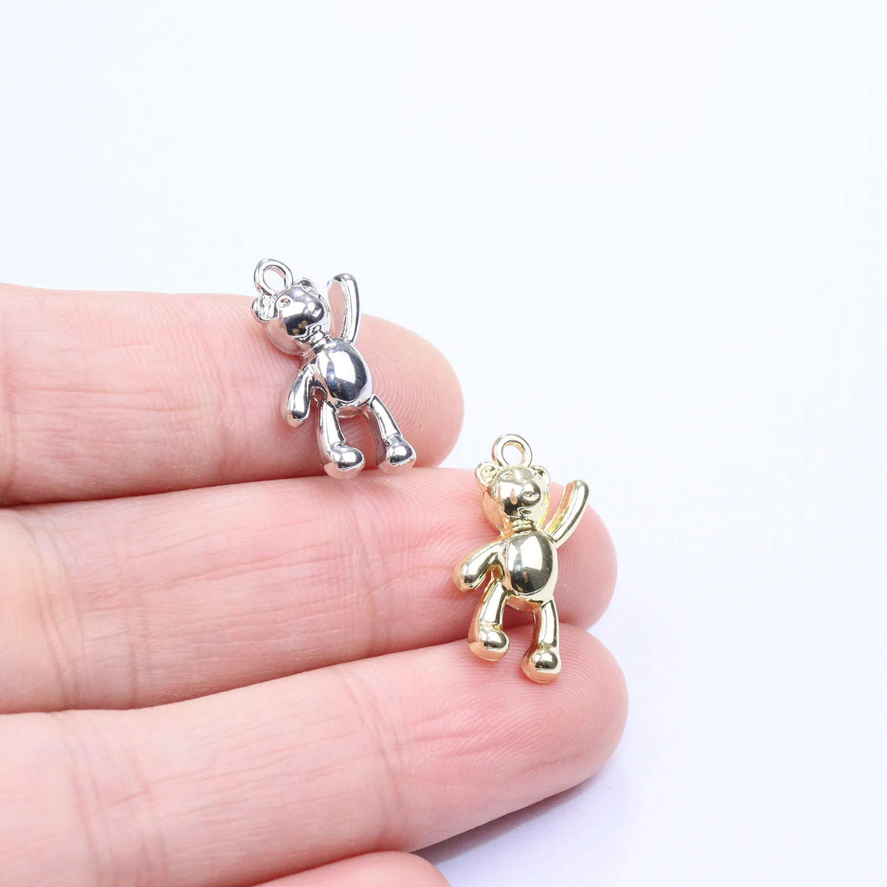 Eruifa 20 sztuk błyszczące Polioshed niedźwiedź stopu cynku biżuteria DIY Charms naszyjnik, kolczyki bransoletka DIY Handmake2 kolory