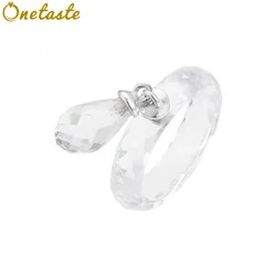 Clear Natural White Crystal 925 Silver Water Drop Simple Circle Rings For Women Romantic Minimalism Chic Shiny Ring New Gift