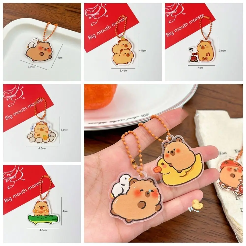 موضة الاكريليك كابيبارا سلسلة مفاتيح مصنوعة من الأكريليك لطيف الكرتون كابيبارا حقيبة معلقة مضحك الإبداعية كابيبارا قلادة معلقة الملحقات