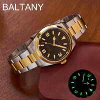 Baltany Automatic Mechanical Watches Luxury Dress Watch S4035G Stainless Steel NH38 Waterproof 39mm Gold Explorer Watches Man