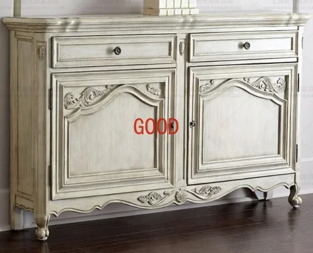 خزانة جانبية لتناول الطعام من الخشب الصلب باللون الأبيض الريفي الأمريكي، وخزانة المدخل، وخزانة الأحذية