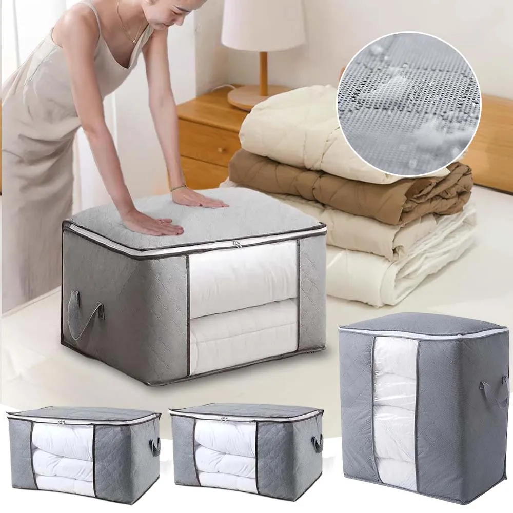

Large Capacity Foldable Quilt Storage Bag Moistureproof Dustproof Closet Organizer for Bedding Blankets Clothes Moving Packing