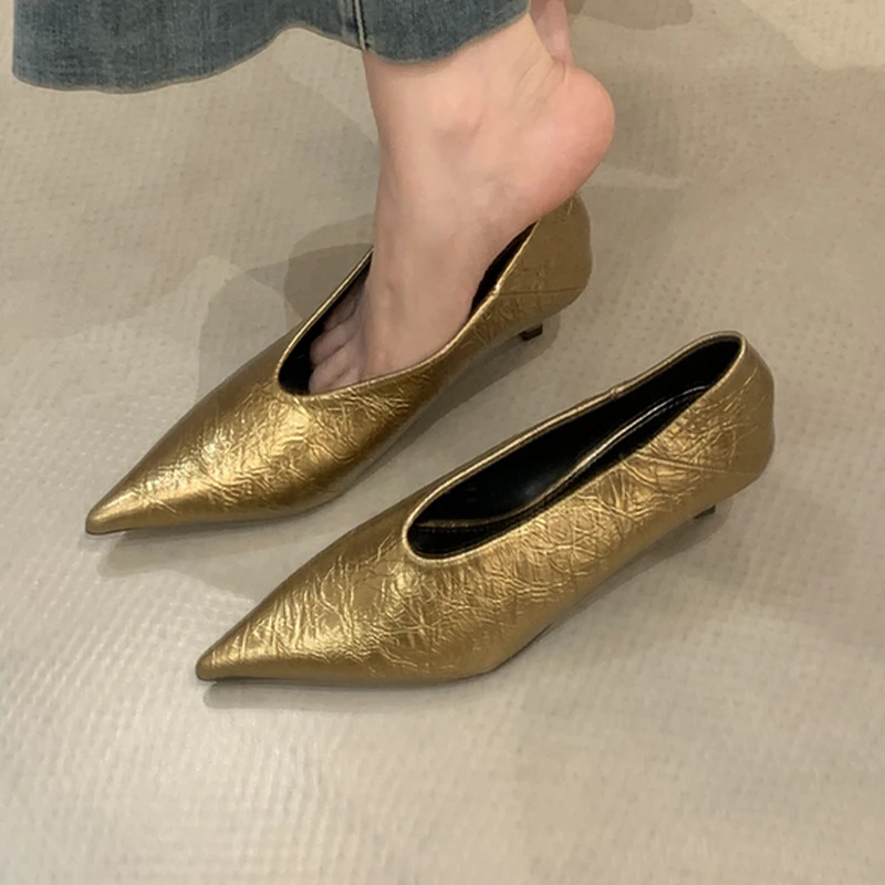 

Pointed Toe Women's Shoes Low Heels Fashion Sexy Shoes Luxury Shallow Designer Pumps 2025 Autumn Elegant Dress Chaussure Femme