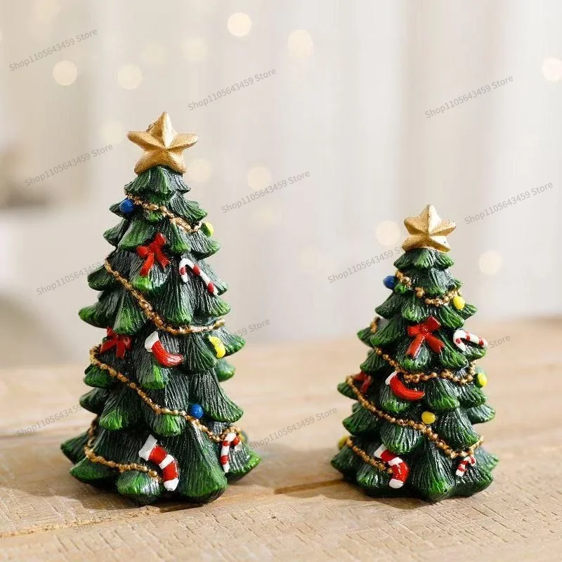 For Christmas Tree Christmas Ornament Mini Resin Christmas Gift Decoration Gift Decoration Desktop Landscape