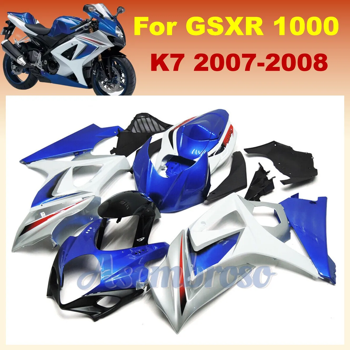 

Комплект высококачественных обтекателей для Suzuki GSXR1000 2008 2007 GSXR 1000 07 08 GSXR 1000 K7, сине-белый корпус кузова
