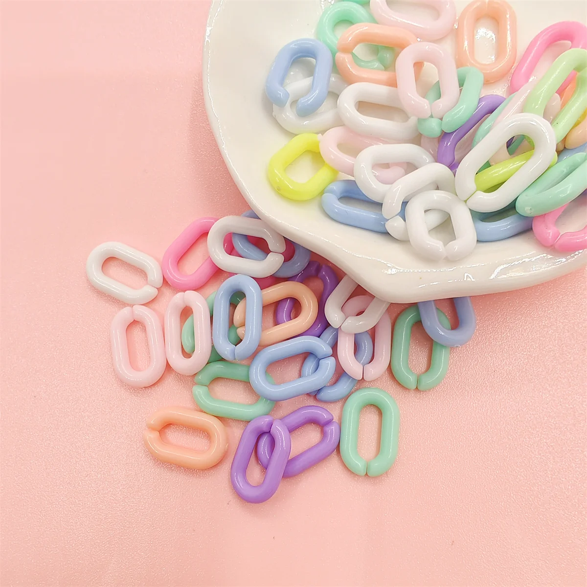 50pcs 14*9mm Multi Color Acrylic Beads DIY Jewelry Findings Keychains Accessories Chains Bracelet Assembled Parts Wholesale