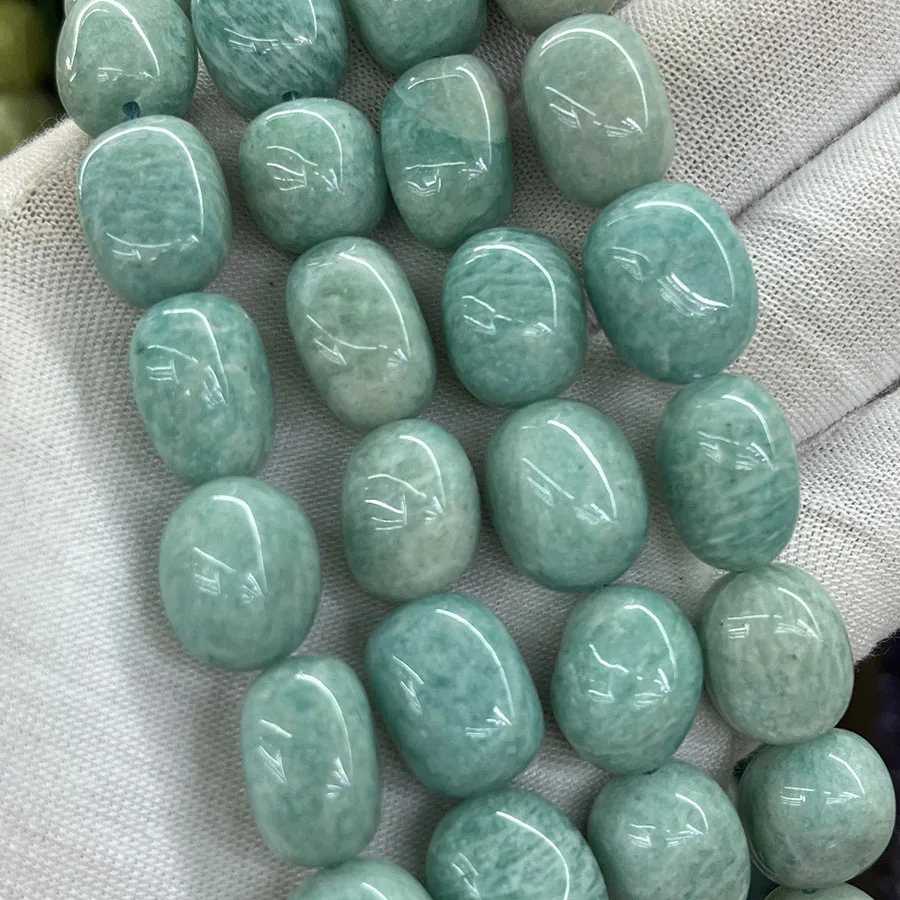 

Natural Amazonite Conformal Crystal Irregular Tianhe Stone Loose Beads For Jewelry Making DIY Necklace Bracelet 15''10-12mm