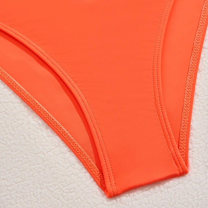 Costume da bagno per bambini bikini arancione a vita alta da 3 pezzi con top a maniche corte 13-16 anni Costume da bagno per bambini 2025 Costume da bagno per adolescenti