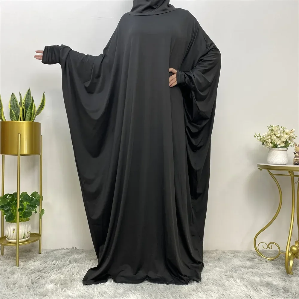 Hooded Abaya Eid Muslim Women Prayer Garment Batwing Sleeve Dress Islamic Abayas Kaftan Dubai Turkey Robe Overhead Burqa Caftan