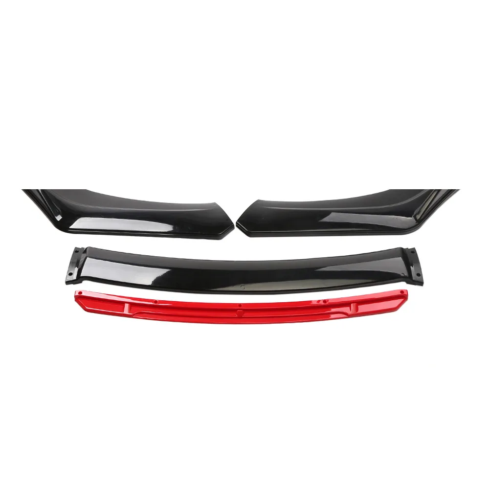 Universal Fit Sedan Coupe Front Bumper Lip Body Kit Side Splitter Spoiler Diffuser Protector Guard Black Red Car Accessories