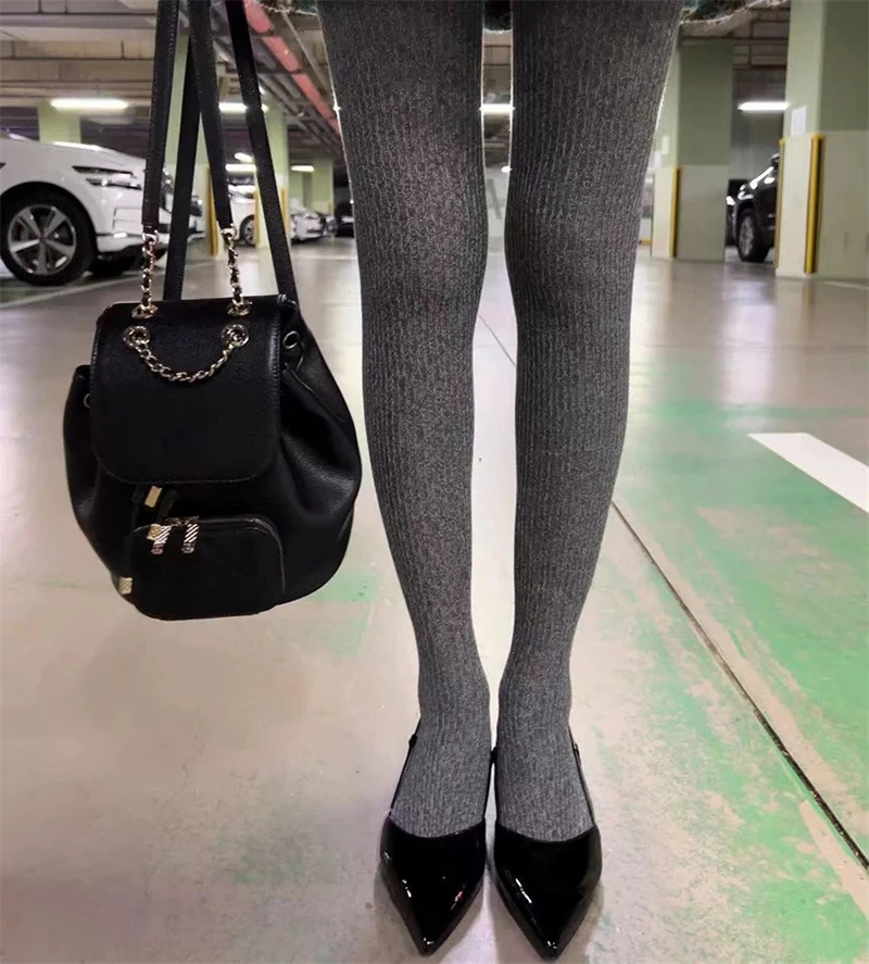 Popular In Autumn Winter Knitted Women\'s Stockings Bestseller Knitted Stripe Tights Pantyhose Hosiery Leg Warm For Autumn Winter