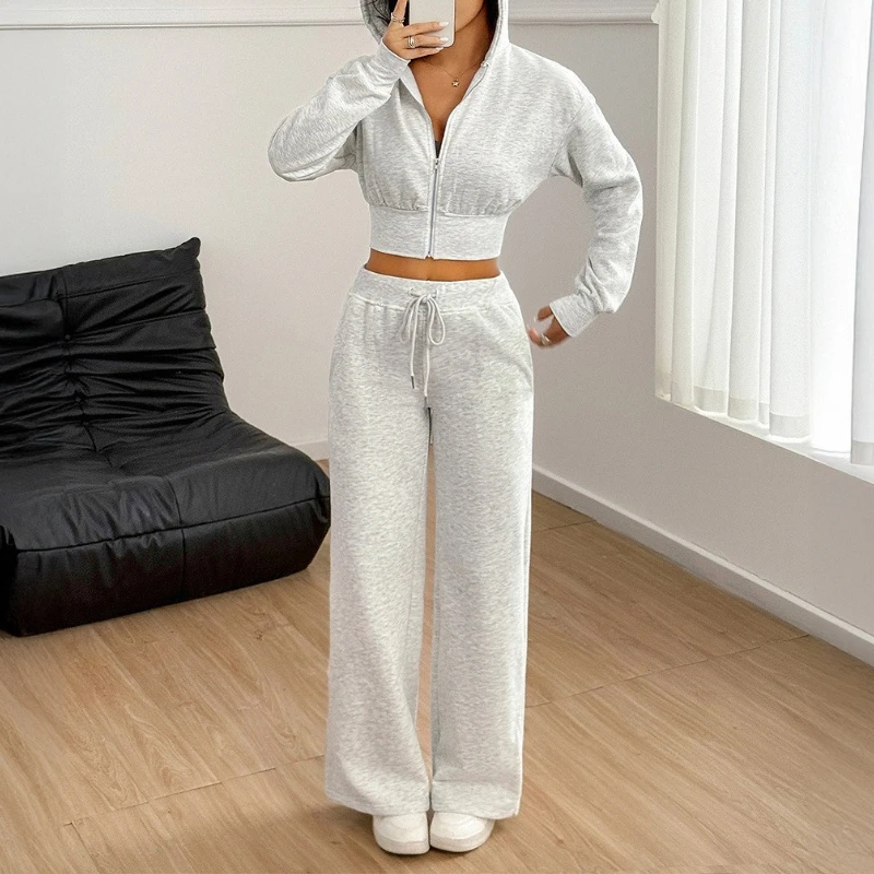 

2025 Spring and Autumn Sports Wind Long Sleeve Jacket Strapped Pants Women's Two-piece Suit