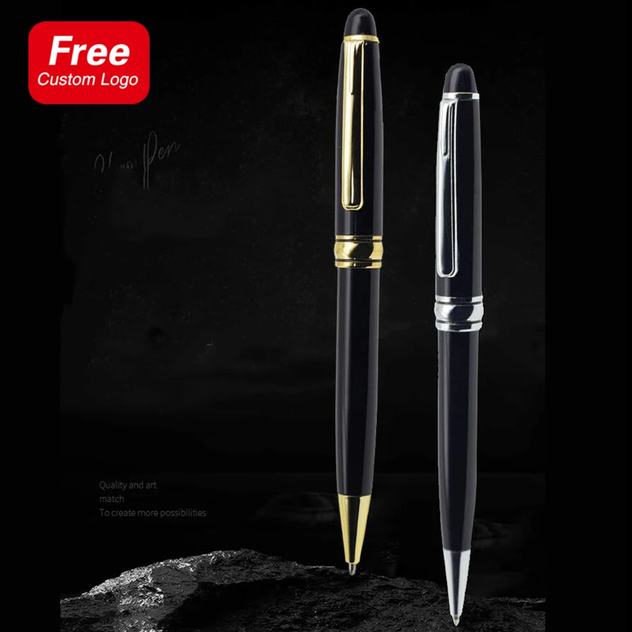 

5 Pens + 5 Replacement Refills Writing Pen Set Custom Logo Metal Rotary Ballpoint Pen Business Gel Pen Office Stationery Gift