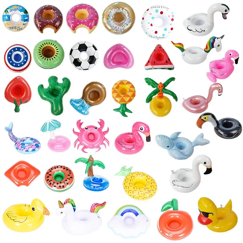 PVC Aufblasbare Tasse Halter Wasser Spielzeug Flamingo Donut Einhorn Krabben Sommer Spielzeug Schwimm Wasser Pad Schwimmen Pools für Familie Erwachsene