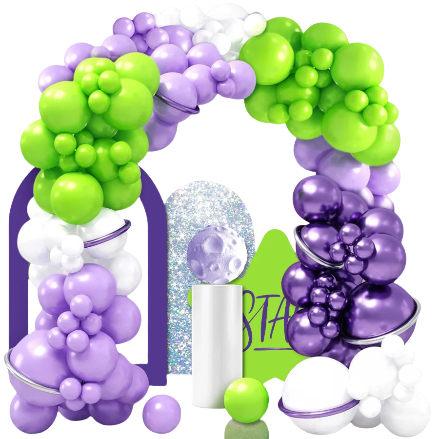 Set of 110 Balloon Garland Kit Purple Green and White Balloon Light Birthday Party Decoration and Birthday Party Supplies Decoration Theme Latex Balloon