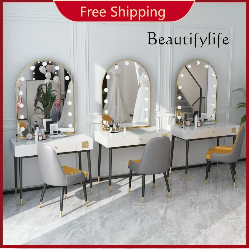 Meja Rias Modern Sederhana dengan Cermin, Meja Rias Profesional untuk Fotografi Pernikahan, Meja Rias Studio Salon Kecantikan