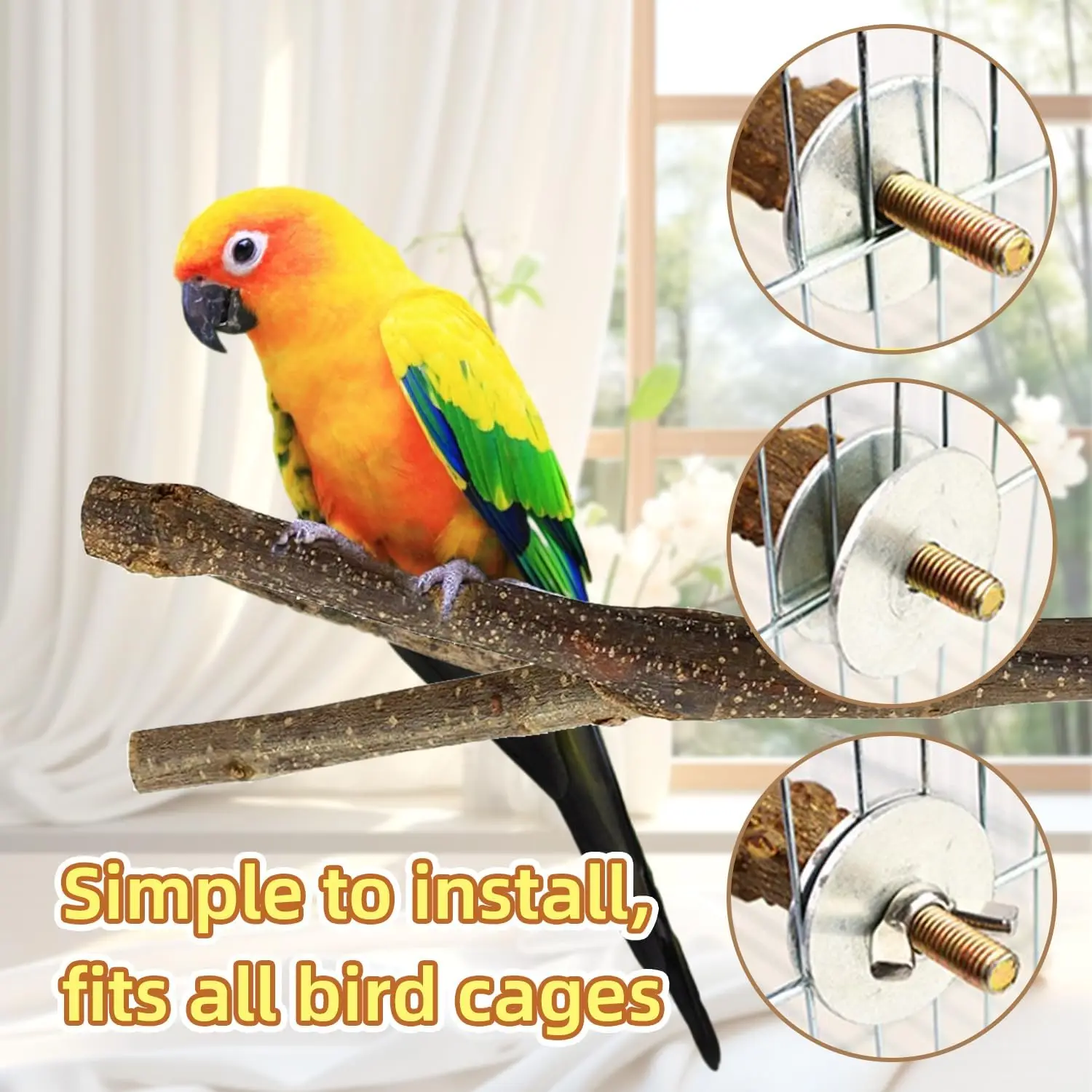 100% Natural Wood Bird Perch Forked Parrot Stand Platform Bird Cage Toy for Small Birds Lovebirds Budgies