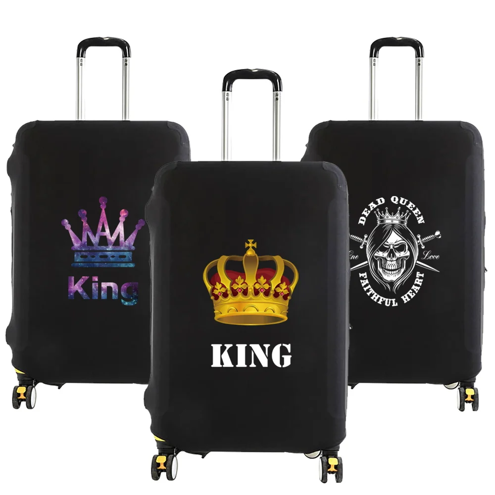 Luggage Case Suitcase Protective Cover King&Queen Pattern Travel Accessories Elastic Luggage Dust Cover Apply To 18-32 Suitcase