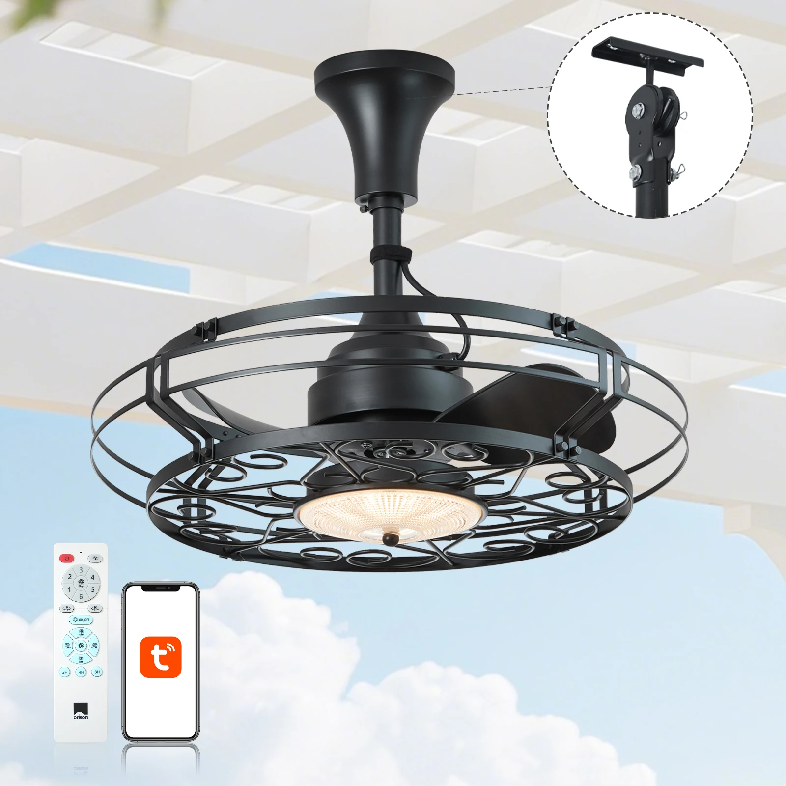 Orison Outdoor Ceiling Fan with Light, 21