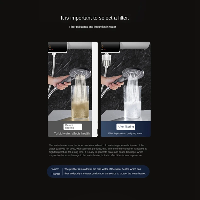 فلتر مسبق لتنقية مياه الحمام ، سخان مياه الاستحمام ، فلتر منزلي