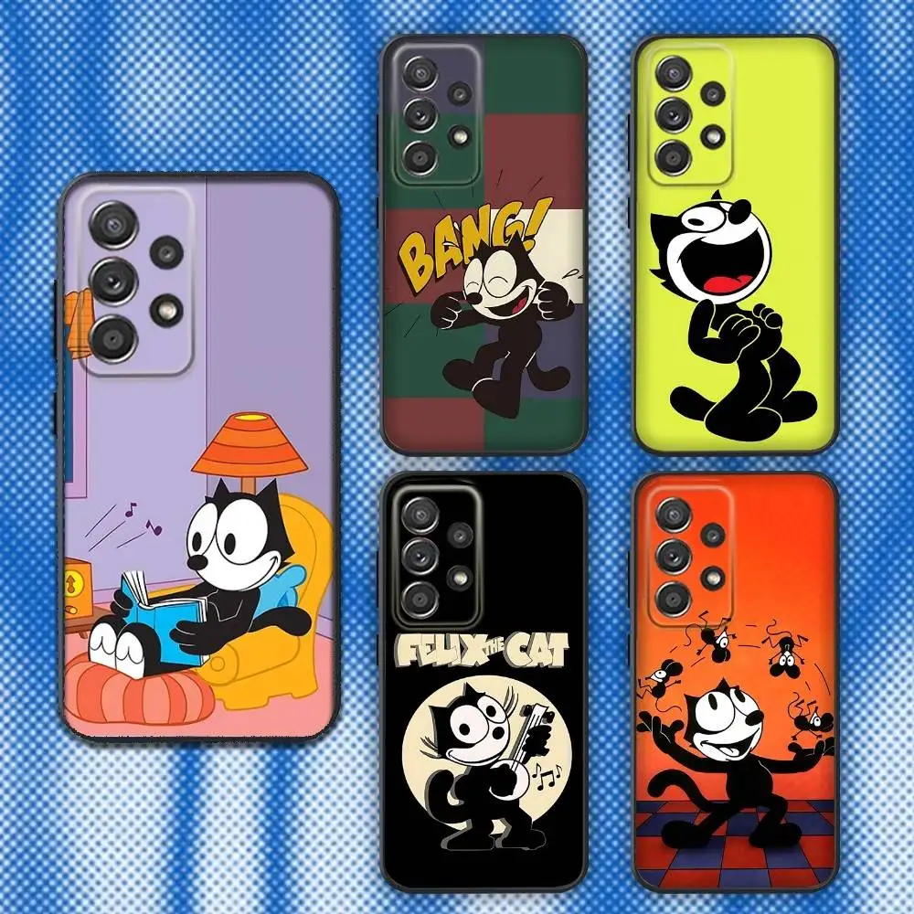 

Cartoon F-Felix the C-Cat Phone Case For Samsung S25,S24,S21,S22,S23,S30,Ultra,S20,Plus,Fe,Lite,Note,10,9,5G Black Cover