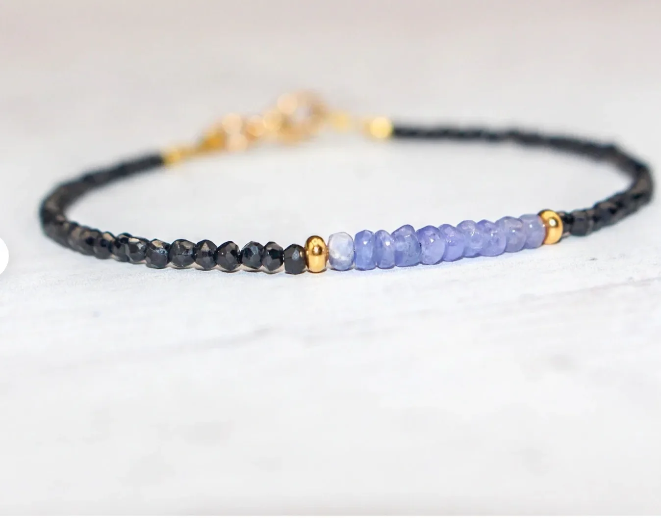 Tanzanite Bracelet & Black Spinel| Gold Filled Bracelet Black Tourmaline Bracelet, Empath Protection  Black Tourmaline Crystal