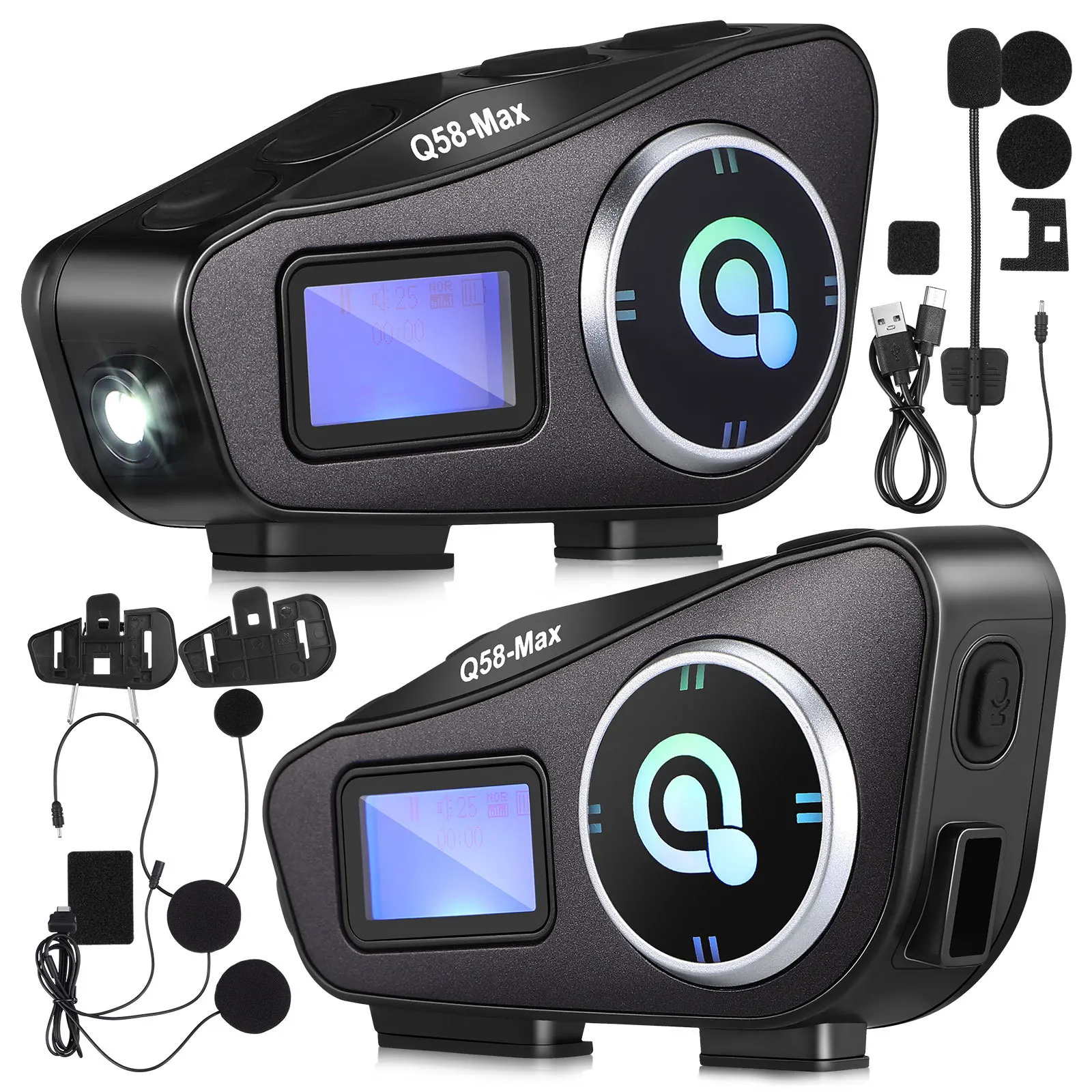 

1Pair Headset Wireless Call Motorbike Headphone Intercom LCD Screen Motorcycle Earphone
