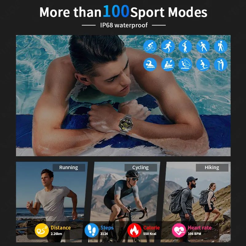 LIGE New Professional GPS Sport Smartwatch 720mAh Outdoor RIDE Run Tracker Watch Compass Altimeter IP68 Flashlight Bracelets Men