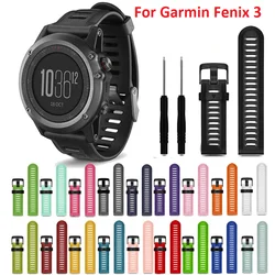 다채로운 실리콘 야외 스포츠 캐주얼 손목 스트랩 시계 밴드, 26mm, Garmin Fenix 3 3HR 용 교체 팔찌 시계 밴드