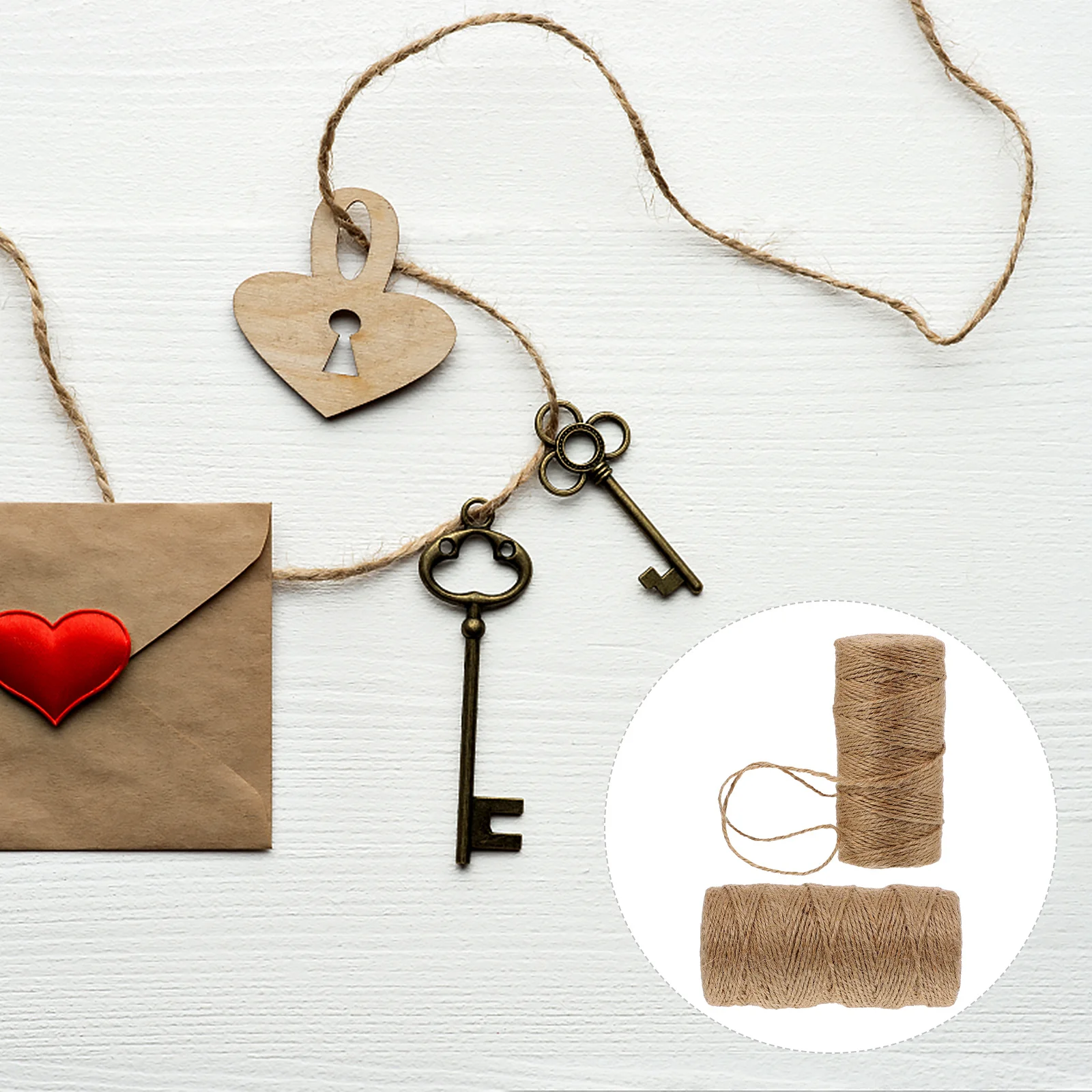 

2 Rolls Rustic Jute Twine DIY Craft Decor 2mm 3-Strand Burlap Rope for Gift Wrapping Photo Wall Party Decoration Hemp String