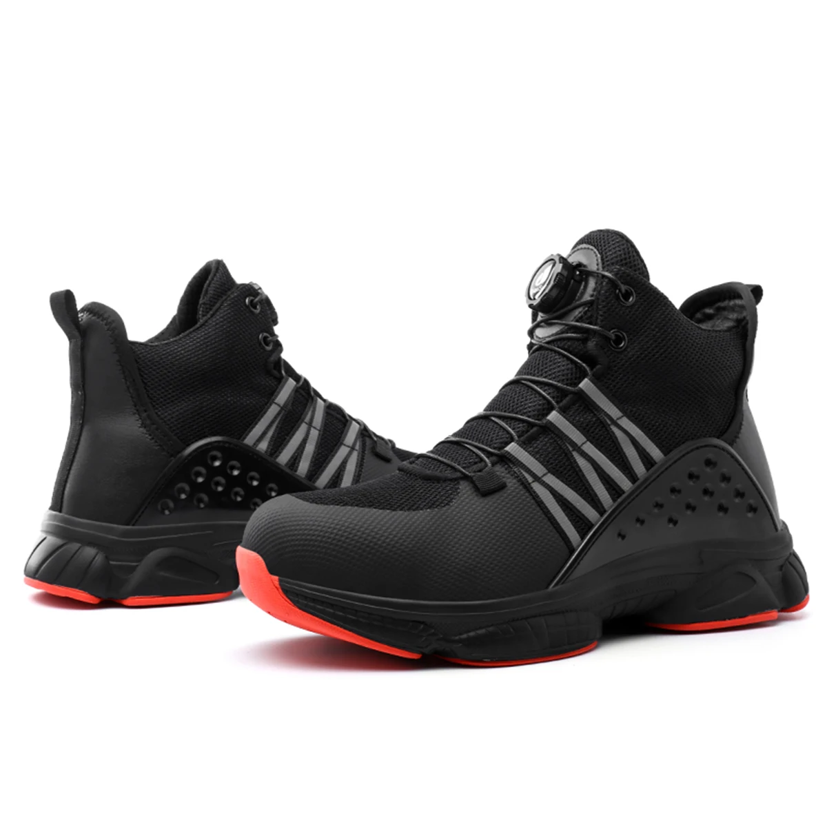 รองเท้าเพื่อความปลอดภัยในการทำงาน หัวเหล็ก ป้องกันการกระแทก ป้องกันการเจาะ รองเท้าอุตสาหกรรม รองเท้าบูทเดินป่าสีดำสำหรับผู้ชาย รองเท้าผ้าใบระบายอากาศทนต่อการสึกหรอ