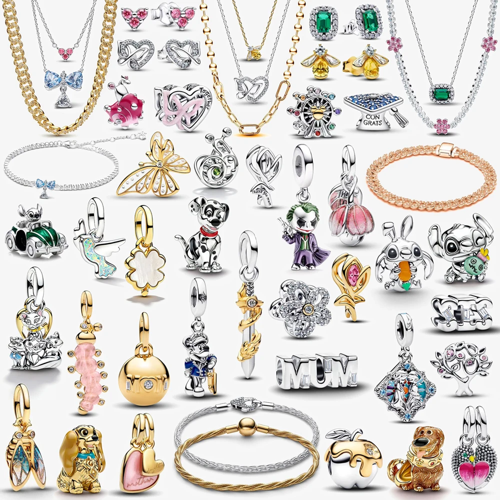 

2026 New 925 Silver Bee Rabbit Graduation Hat Snail Beads Castle Family Tree Butterfly Pendant Exquisite DIY Charm Jewelry Gift