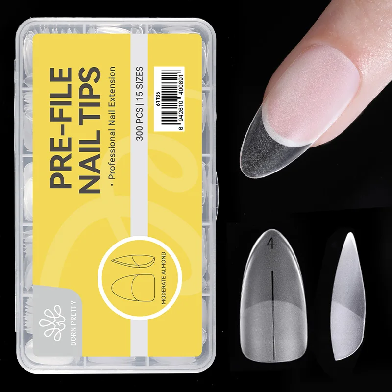 BORN PRETTY 300 Stück künstliche Nagelspitzen, Nagelverlängerungsform, einfach zu formen, Aufbaugel, Nagelkunst, künstliches Werkzeug, Maniküre