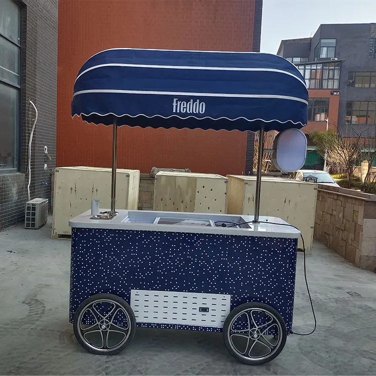 Commercial Design Hand Push Ice Cream Cart Italian Ice Cream Cart